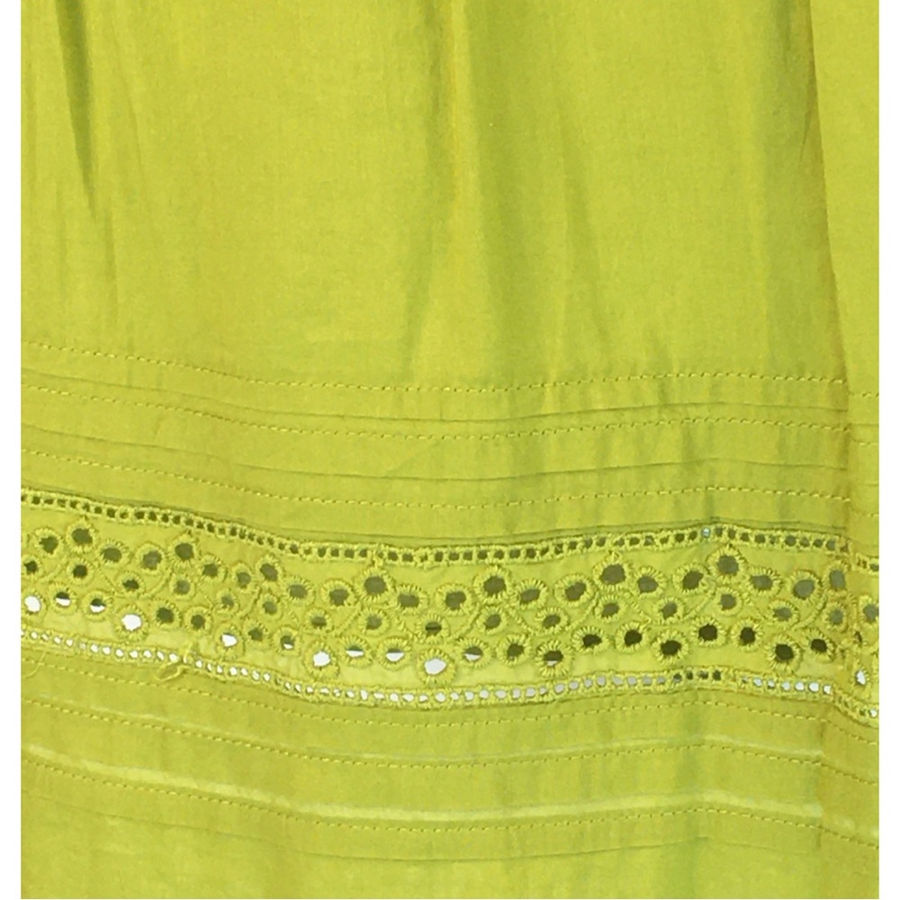 Loft Green Cotton Eyelet Delicate Gathered Layered Skater Skirt Petite size 2P - Picture 9 of 13